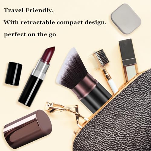 Keriloo Kabuki Makeup Brush, Retractable Travel Powder Foundation Makeup Brush Face Blush Brushes for Blending Liquid, Bro...