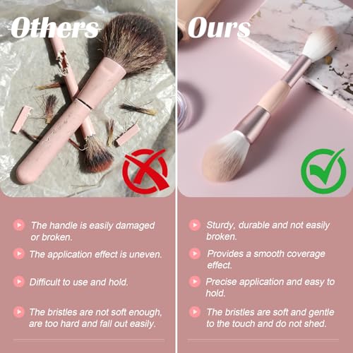 Dual-Ended Blush Powder Brush, Premium Kabuki Brush, Round Professional Makeup Brush, Soft and Fluffy Kabuki Brush, Suitab...