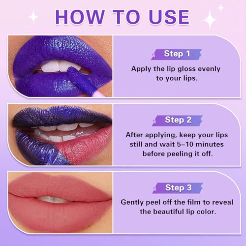 ZHISHUDL 5PCS Lip Stain Peel Sff Lip Liner Stain Set Natural Matte Liquid Lipstick Lip Tint Stain Long Lasting Waterproof ...