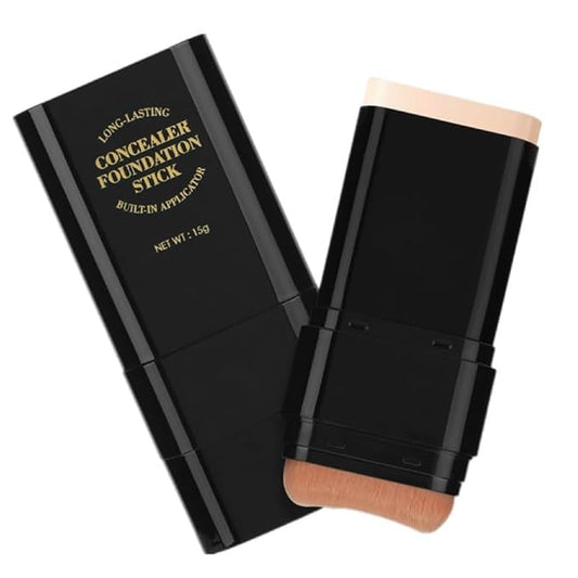 2 In 1 Foundation Stick With Brush【Full Coverage】【Long Lasting】【Lightweight】Concealer Stick, 06 CHOCOLATE COLOR
