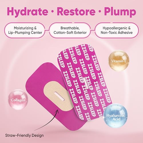 ZZSLEEP Restore Lip Mask – 30 Count | Collagen-Infused Overnight Lip Patch with Hyaluronic Acid & Vitamin E | Hydrating, S...