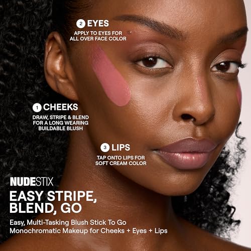 Nudestix Nudies Blush Stick – 3-in-1 Cream Blush for Cheeks, Eyes & Lips with Built-In Brush | Soft Matte Finish for a Nat...