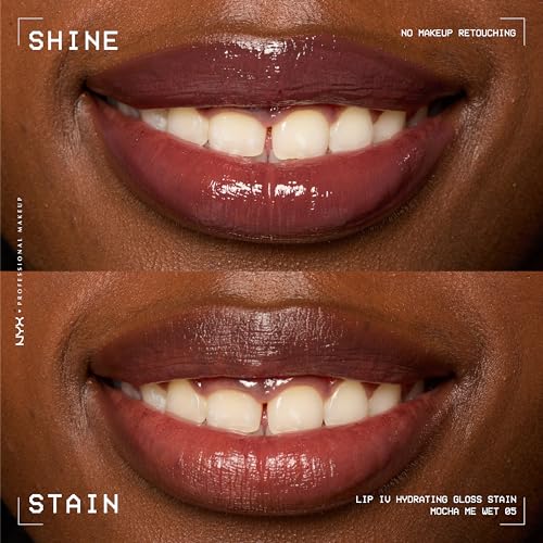 NYX PROFESSIONAL MAKEUP Lip IV Hydrating Glossy Lip Stain, Long-Lasting, Tinted, Vegan Formula with 12 HR Hydration - Moch...