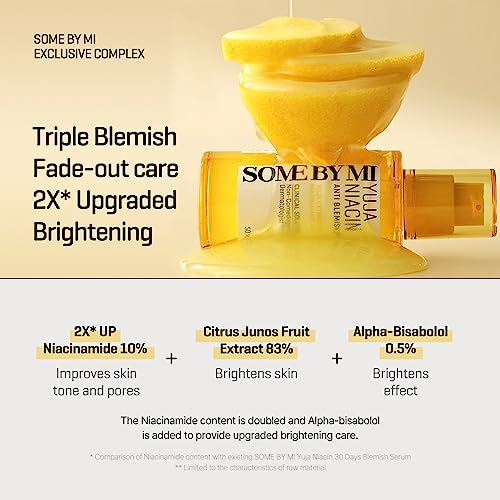 SOME BY MI Yuja Niacin Anti Blemish Serum – 1.69oz, 50ml – Korean 10% Niacinamide & Vitamin C Serum to Brighten Dull-Looki...