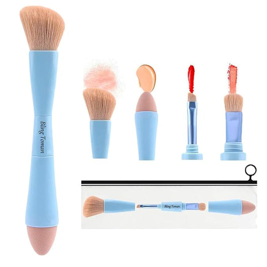 Bling Toman 4-in-1 Makeup Brush,Makeup Sponge,Blush Blending,Eyeshadow,Eyebrow&Liner Lip Face Foundation All-in-One Brushe...