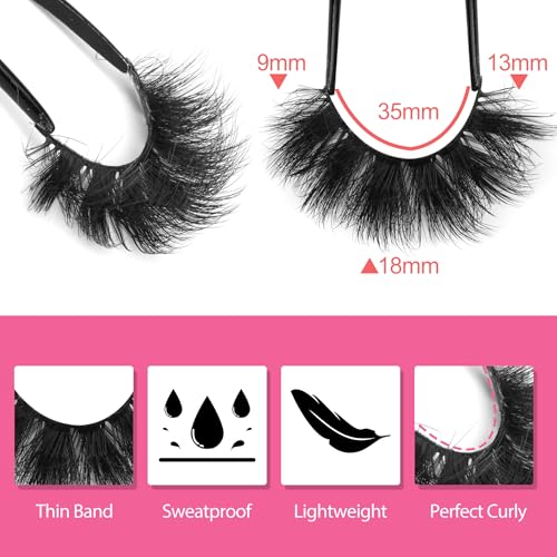 Eyelashes Mink Lashes Dramatic Full Volume False Eyelashes 6D Faux Mink Eye Lash 18mm Long Lashes Pack 8 Pairs by Winifred