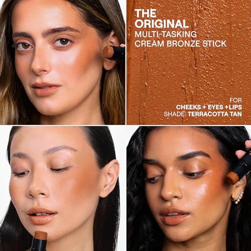 Nudestix Nudies Bronze All Over Matte Bronzing Stick – 3-in-1 Cream Bronzer for Cheeks, Eyes & Lips with Built-In Brush | ...
