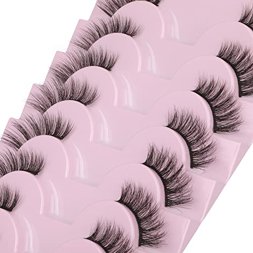 FANXITON Half Lashes Natural Look Wispy 10 Pairs Cat Eye Lashes 3D False Eyelashes Full Soft 15 MM Short Faux Mink Lashes ...