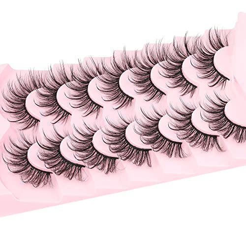 Geeneiya Lashes Wispy Mink Natural Eyelashes Spikes Lash Extensions Look Fluffy False Eyelashes 18mm Long Strip Lashes Cat...