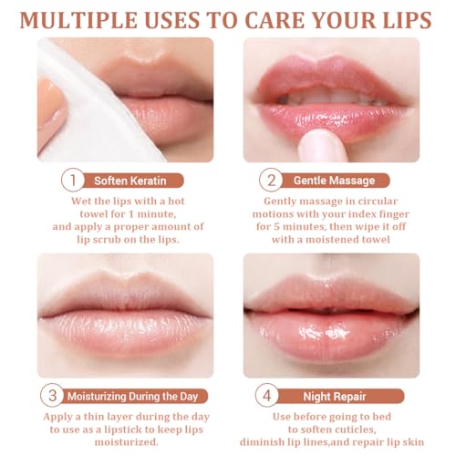 Strawberry & Honey Lip Balm, Vitamin E Lip Masks & Moisturizing/Hydrating Propolis Lip Sleeping Mask With Brush, Nourish A...