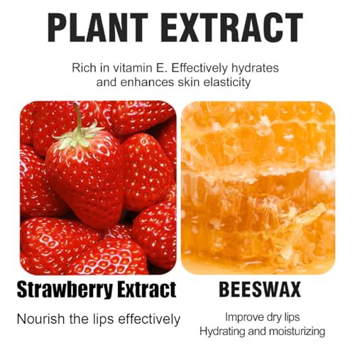 Strawberry & Honey Lip Balm, Vitamin E Lip Masks & Moisturizing/Hydrating Propolis Lip Sleeping Mask With Brush, Nourish A...