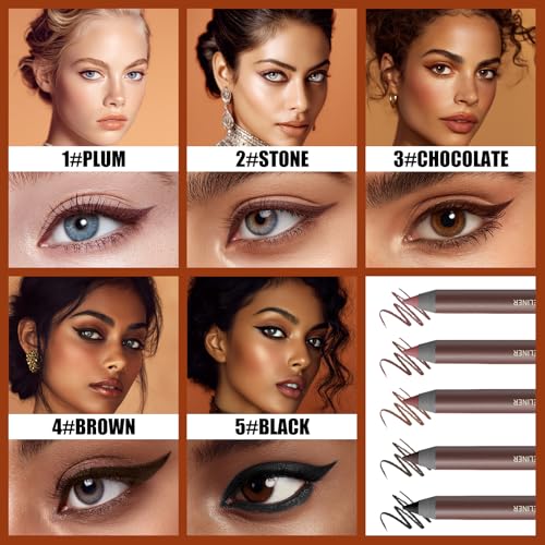 24HR Waterproof Eyeliner Pencil with Built-In Sharpener – Long Lasting, Smudge-Proof, Creamy Glide, Bold Pigment, Vegan & ...