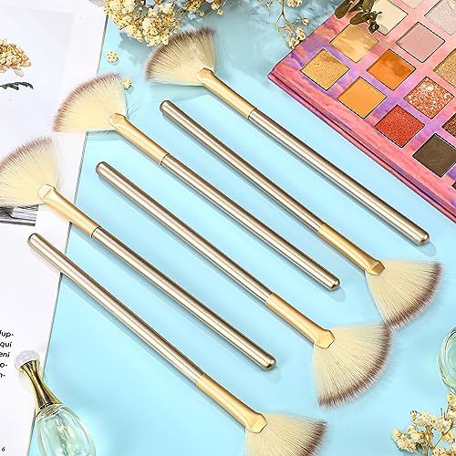 Ziliny 12 Pcs Soft Facial Fan Brush Blush Makeup Brush Face Mask Acid Applicator Multi Use Cosmetic Tools for Peel Mask Ma...