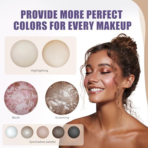 9 Colors Baked Makeup Palette, 4 in 1 Make up Palette with Bronzer, Blush,Highlighters,Eyeshadows,Highly Pigmented& Long-W...