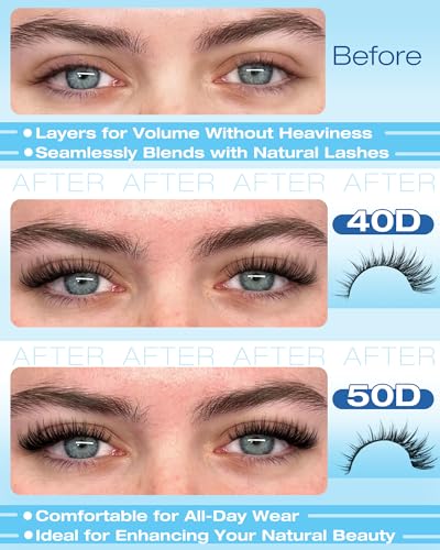 Wispy Lash Clusters Kit Natural Lash Extension Kit 40D+50D Fairy Eyelash Clusters Kit C Curly Cluster Eyelash Extensions w...