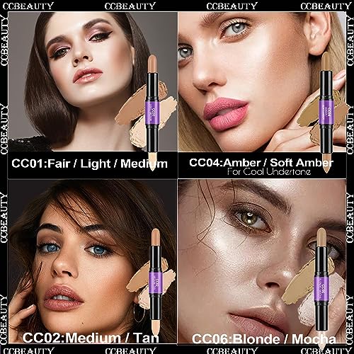 CCbeauty 2-IN-1 Matte Contour Stick,Cream Dual Highlight Concealer Stick, Highlighting & Contouring Kit, Bronzer Highlight...