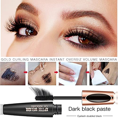 4D Silk Fiber Lash Mascara Extension - 4 Pack Voluminous, Waterproof & Smudge-Proof, Long-Lasting No Flaking, Natural No C...