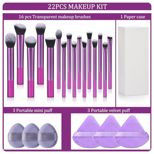 111 Makeup Brushes Set 22 Pcs Makeup Kit With Case Premium Soft Synthetic Hair Foundation Brush Concealer Brush Eyeshadow ...