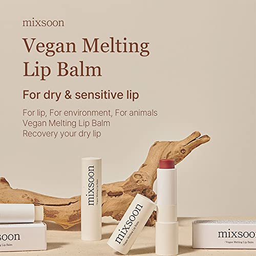 mixsoon Vegan Melting Lip Balm (Clear) - Moisturizing and Softening Lip Care, Shea Butter, Transparent Finish for Smooth H...