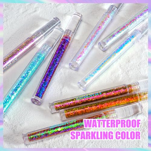 JUR MORNIER Multichrome Liquid Eyeshadow Set,3 Colors Multi-Dimensional Eye Liner Makeup,High Pigment Waterproof Metallic ...