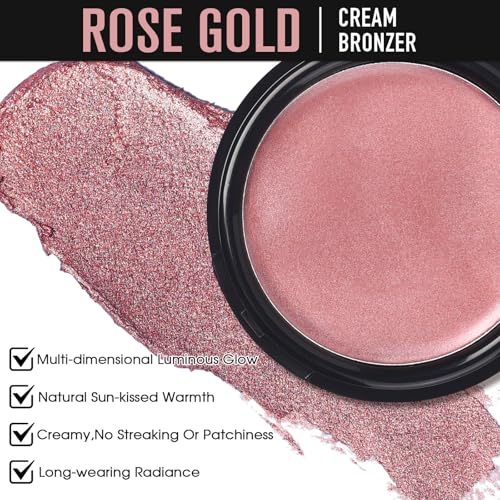 UCANBE Cream Bronzer for Face & Body, Natural Rose Gold Sun-Kissed Glow Blusher, Buildable Luminous for Long Lasting Rosy ...