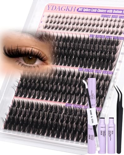 Volume Lash Clusters Kit Spikes Wispy Eyelash Clusters 60D 80D 100D Fairy Cluster Eyelash Extensions Kit with Bottom Lashe...