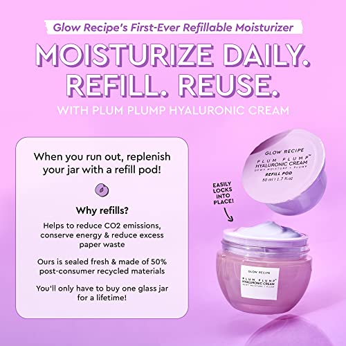 Glow Recipe Plum Plump Hyaluronic Acid Face Cream, Refill - Hydrating, Firming & Plumping Facial Moisturizer for Women & M...