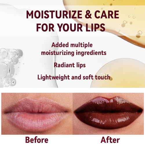 Dark Brown Honey Tinted Lip Stain Lip Balm Lip Gloss Lipstick, Sheer Hydrating Lip Stains Tint, Moisturizing Lip Color for...