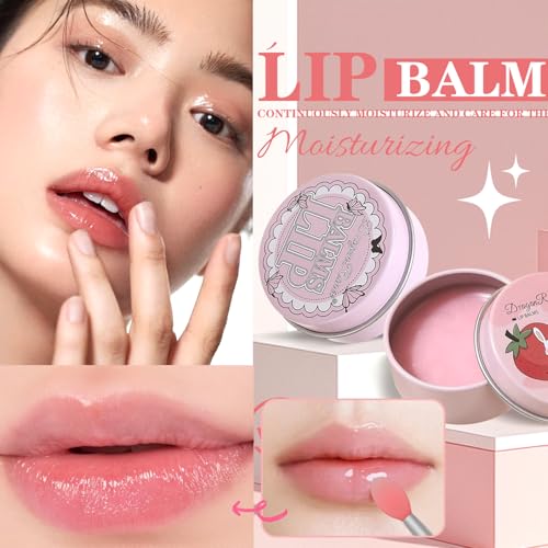 2 Pack Moisturizing Lip Masks, Strawberry Vitamin E Lip Balm Lip Care Gifts for Women Girls, Conditioning Lip Mask and Lip...