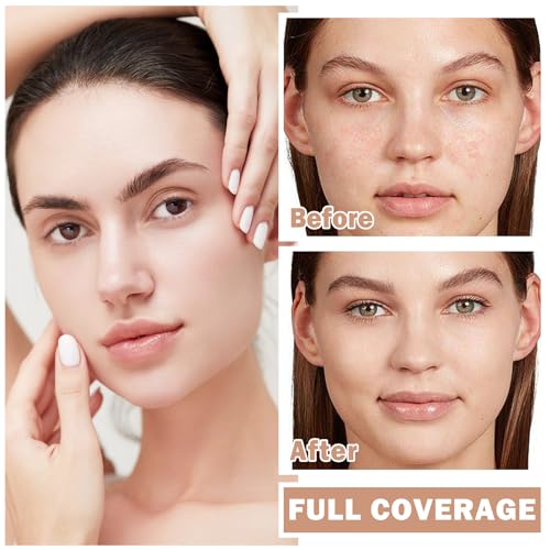 AirBrush Full Coverage Matte Air Cushion Foundation Face Airbrush Makeup Set with Soft Makeup Brush - Natural