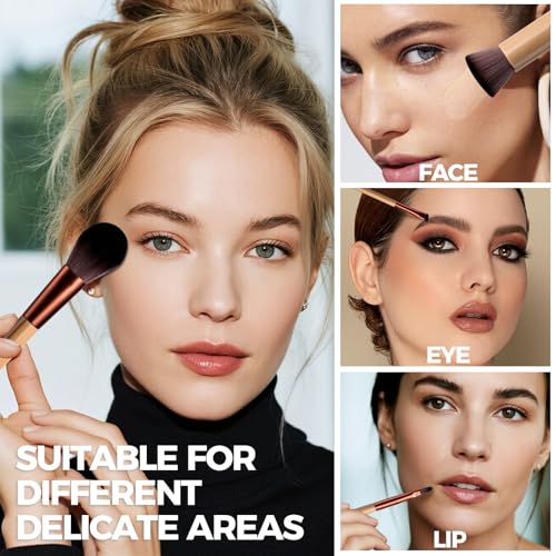 BS-MALL 10 Pcs Professional Bamboo Makeup Brush Set - Travel-friendly Eyeshadow Brush, Concealer Brush & Foundation Brush ...