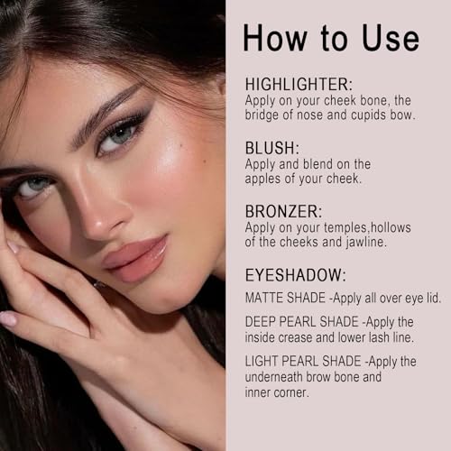 FREEORR All in One Baked Makeup Palette wiht Bronzer, Highlighter, Blush and Eyeshadow, Highly Pigmented, Long Lasting Tra...