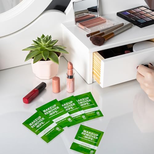 100 Count Makeup Remover Wipes Bulk Individually Wrapped, Travel Towelette Makeup Remover Individual Gentle Cleansing for ...