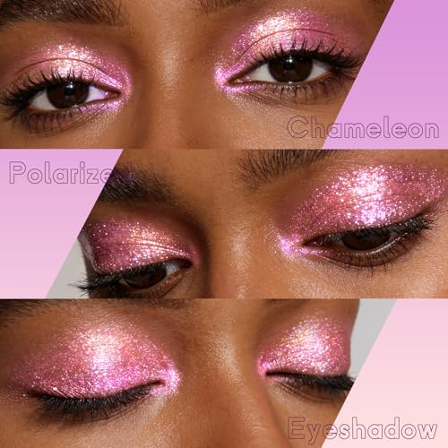 Noerrors Holographic Duochrome Pink Purple Gold Shimmer Eyeshadow, Cream to Powder Iridescent Glitter Eyeshadow Palette,Co...