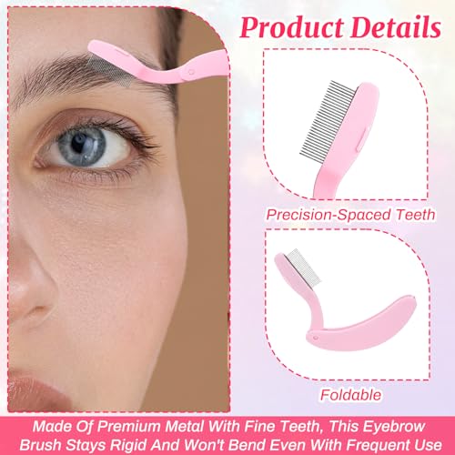 MBAIYO 6 Packs Foldable Eyelash Comb Separator, Folding Lash Comb Eyebrow Mascara Applicator Stainless Steel Teeth Lash & ...