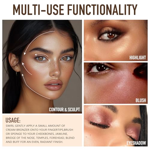 UCANBE Cream Bronzer for Face & Body, Natural Rose Gold Sun-Kissed Glow Blusher, Buildable Luminous for Long Lasting Rosy ...