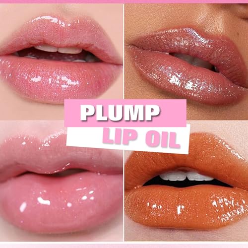 MooGlamor 6 Pcs Colorful Fat Lip Oil Hydrating Lip Gloss Set with Long-lasting and Moisturizing Glass Water Lip Stain for ...