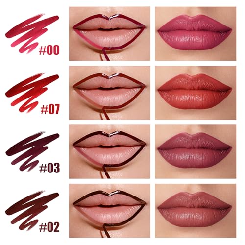 MLSMILE 4 PCS Peel Off Lip Liner Set, Lip Liner Stay, Matte Pink Lip gloss Stain, Long Lasting Peel Off Lip Stain Tattoo, ...