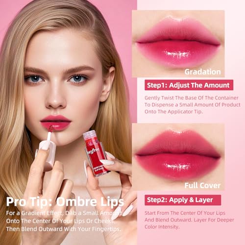 bayfree Liquid Cheek & Lip Stain, Korean Lip Tint with Moisturizing & Weightless, Non-Sticky, Long-Lasting, Kiss-proof, Al...