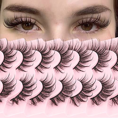 Geeneiya Lashes Wispy Mink Natural Eyelashes Spikes Lash Extensions Look Fluffy False Eyelashes 18mm Long Strip Lashes Cat...