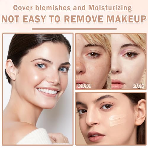 AirBrush Full Coverage Matte Air Cushion Foundation Face Airbrush Makeup Set with Soft Makeup Brush - Natural