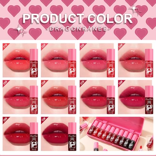 10 Colors Lip Tint Stain Set,Korean Lip Gloss,Watery Lip Stain Mini Liquid Lipstick Waterproof,Moisturizing Lip Stain Set ...