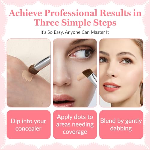 Concealer Brush Under Eye Small Flat Angled Bristles Triangle Brushes Multitask Makeup Brush Precise Coverage for Blemishe...