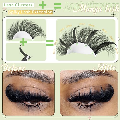 Lash Clusters with Spike Manga Lash Clusters Kit Spiky Lash Extension Individual Lashes Cluster Eyelash Extensions Left an...