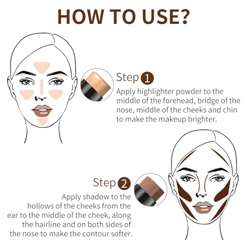 2 In 1 Cream Contour Stick Makeup with Built-In Brush, Makeup Concealer Stick for Women, Long Lasting, Waterproof, Matte...