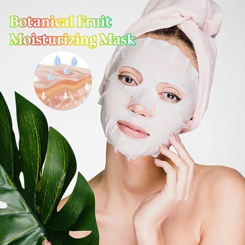 10PCS Hydrating Face Masks,Moisturizing Facial Masks for Women and Men,Fruit Overnight Facial Sheet Mask,Lightweight and N...
