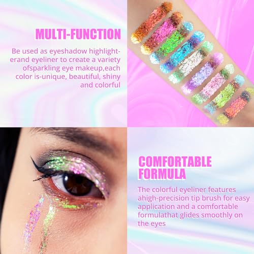 JUR MORNIER Multichrome Liquid Eyeshadow Set,3 Colors Multi-Dimensional Eye Liner Makeup,High Pigment Waterproof Metallic ...