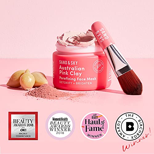 Sand & Sky Clay Mask for Face Pore Minimizer - Australian Pink Clay Detoxifying Face Mask for Pores, Kaolin Clay Mask, Bri...