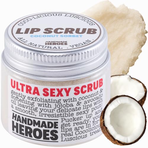 Handmade Heroes 100% Natural Lip Scrub, Vegan Conditioning Coconut Exfoliator - Gentle Exfoliant, Sugar Polish and Scrubbe...