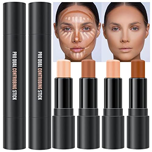 evpct 4 Colors Contour Stick Makeup Set Concealer Stick Cream Contouring Palette Makeup Kit for Beginners Nose Bronzer Sti...